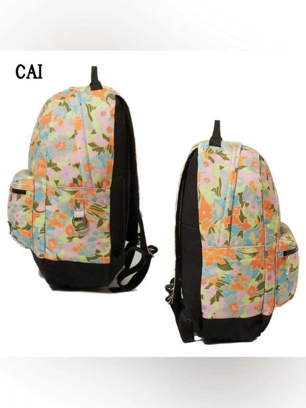 RVCA Holden Backpack Pastel Floral Print Teen Tween Girls' Back To School Yellow